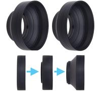 Pare-soleil pour objectif 77 mm - Caoutchouc - Lot de 2 - Pliable en 3 étapes - Protection solaire - Réduit les reflets et les éblouissements.