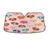 Pare-soleil pour pare-brise coloré rose chien, housse d'isolation pliable pour pare-brise de voiture, couverture de fenêtre avant - 145 x 80 cm