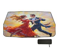 Pare-soleil pour pare-brise de voiture, 147 x 75 cm, danseurs impressionnistes, blanc et jaune, rotation à 360°, protection UV et chaleur pour voitures, SUV, camions