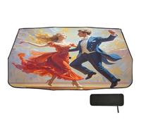 Pare-soleil pour pare-brise de voiture, 147 x 75 cm, danseurs impressionnistes, jaune, rotation à 360°, protection UV et chaleur pour voitures, SUV, camions