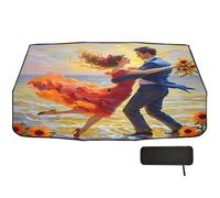 Pare-soleil pour pare-brise de voiture, 147 x 75 cm, danseurs impressionnistes, plage, rotation à 360°, protection UV et chaleur pour voitures, SUV, camions