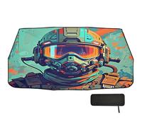 Pare-soleil pour pare-brise de voiture - 147 x 75 cm - Soldat sciFi - Rotation à 360° - Protection UV et thermique - Pour voitures, SUV, camions