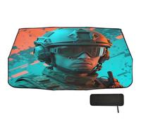 Pare-soleil pour pare-brise de voiture - 147 x 75 cm - Soldat sciFi - Rotation à 360° - Protection UV et thermique - Pour voitures, SUV, camions
