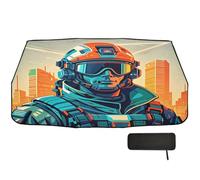 Pare-soleil pour pare-brise de voiture - 147 x 75 cm - Soldat sciFi - Rotation à 360° - Protection UV et thermique - Pour voitures, SUV, camions