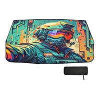 Pare-soleil pour pare-brise de voiture - 147 x 75 cm - Soldat sciFi - Rotation à 360° - Protection UV et thermique - Pour voitures, SUV, camions
