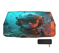 Pare-soleil pour pare-brise de voiture - 147 x 75 cm - Soldat sciFi - Rotation à 360° - Protection UV et thermique - Pour voitures, SUV, camions