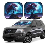 Pare-soleil pour pare-brise de voiture, arbre au bord du lac, lune bleue - Pare-soleil de voiture pliable, pare-soleil d'intérieur de voiture SUV offrant une protection complète