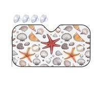 Pare-soleil pour pare-brise de voiture avec impression coquillage et étoile de mer - Protection contre les rayons du soleil et les dommages causés par la chaleur