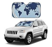 Pare-soleil pour pare-brise de voiture - Carte bleue du monde - Réflecteur pliable - Pare-soleil universel pour voitures, SUV, camions - Gardez votre véhicule au frais