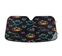 Pare-soleil pour pare-brise de voiture, motif citrouilles d'Halloween, tête de mort, housse de fenêtre avant pliable, housse d'isolation pour pare-brise de voiture - 140 x 70 cm
