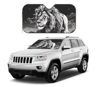Pare-soleil pour pare-brise de voiture motif lion noir et blanc, réflecteur pliable pour fenêtre avant, pare-soleil universel pour voitures, VUS, camion, garde votre véhicule au frais