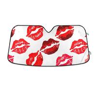 Pare-soleil pour pare-brise de voiture, motif marques de baiser rouges, blanc, pare-soleil UV pliable pour voiture, housse de fenêtre avant, 140,7 x 70,6 cm