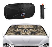 Pare-soleil pour pare-brise de voiture, pare-soleil de voiture, motif tête de mort, parapluie imprimé, parapluie de voiture pliable, convient à la plupart des véhicules