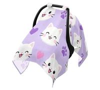 Pare-soleil pour poussette, filet coupe-vent pour berceau, accessoires de voyage, motif patte de chat violette, cœur
