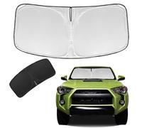Pare-soleil pour Toyota 4Runner 2010-2023 2024 - Double couche - Pare-soleil double couche pour pare-brise avant 4Runner sur mesure - Pare-soleil rétractable 210T - Bloque les rayons UV - Accessoires