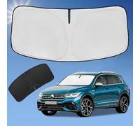 Pare-soleil pour Volkswagen Tiguan 2018-2023, 2024 et 2025, 4 couches pour fenêtre avant sur mesure Tiguan - Pare-soleil rétractable 240T - Bloque les rayons UV - Accessoires de voiture