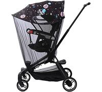 Pare Soleil Poussette Bébé Universel Housse de Soleil Poussette avec Moustiquaire Anti-Insectes Auvent de Landau Anti-soleil Couverture de Soleil pour Poussette Anti-Vent/Pluie Ombrelle Anti-UV