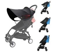 Pare Soleil Poussette Universelle pour Bébé avec Maille Ventilée Auvent avec Ombrage Large Housse de Coupe-Vent Protection Solaire Canopy Auvent Pare Soleil Imperméable pour Nacelle Landau, Noir