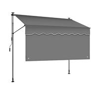 Pare-soleil réglable pour balcon avec cadre télescopique - Rideau d'intimité sans perçage - Résistant aux UV - Gris et blanc - Parfait pour terrasse, terrasse et jardin - 4 m - Gris et noir