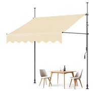 Pare-soleil réglable pour balcon avec manivelle, cadre télescopique, installation sans perçage, tissu résistant aux UV (beige, 200 x 120 cm)