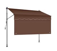 Pare-soleil réglable pour balcon - Store d'extérieur en tissu résistant aux UV avec cadre télescopique sans perçage - Marron et noir - 4 m