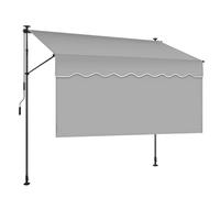 Pare-soleil réglable résistant aux UV pour balcon, cadre télescopique, sans perçage, rideau d'intimité, auvent gris et blanc pour terrasse, jardin, 3,5 m, gris clair et noir