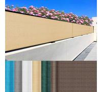 Pare-soleil résistant aux intempéries pour balcon, 60 x 940 cm, protection UV, coupe-vent avec œillets, attaches de câble et cordon pour balustrade, couverture de clôture d'extérieur jaune sable