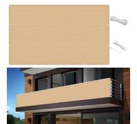 Pare-soleil respirant 60 x 1000 cm pour balcon, protection de l'intimité, tissu d'ombrage jaune sable, rideau d'extérieur pour terrasse et balcon