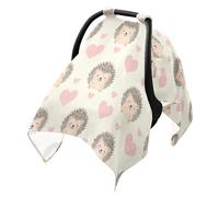 Pare-soleil respirant pour poussette - Accessoires de voyage - Motif hérisson et cœur - Rose