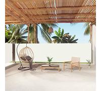 Pare-soleil rétractable 160 x 1000 cm - Séparateur d'extérieur en tissu crème à enroulement automatique, parfait pour les terrasses et balcons, résistant aux intempéries