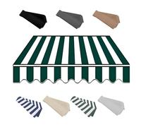 Pare-soleil rétractable et réglable - 2 x 5 m - Tissu de rechange pour balcon, jardin, terrasse - Vert foncé et blanc - 400 x 200 cm