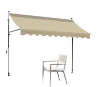 Pare-soleil rétractable sans vis avec manivelle pour jardin, café, restaurant, tonnelle, beige, 150 x 120 cm, sans perçage