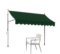 Pare-soleil rétractable sans vis avec manivelle - Pour terrasse, tonnelle, jardin, café, restaurant - Installation facile sans perçage - Vert foncé, 400 x 120 cm