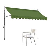 Pare-soleil sur pied - Auvent vertical sans vis avec manivelle et rétractable - Pour jardin, tonnelle, restaurant, café (vert kaki, 350 x 120 cm)