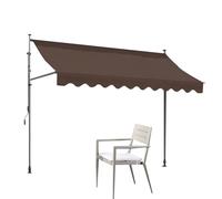 Pare-soleil sur pied - Sans vis - Rétractable - Avec manivelle - Pour terrasse, jardin, café et restaurant - Sans perçage - Marron - 250 x 120 cm