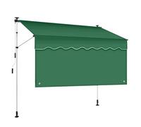 Pare-soleil télescopique réglable pour balcon - Rideau d'intimité résistant aux UV sans perçage - Gris et blanc, parfait pour terrasse et terrasse, 2,5 m, vert + blanc