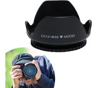 Pare-Soleil Tulipe 58 mm, Capuche d'objectif Compatible avec appareils Photo Reflex numériques Canon EOS 4000D 3000D 2000D 90D 80D 77D 250D 1500D 1300D avec EF-S 18-55 mm (Noir)