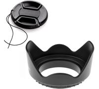 Pare-soleil tulipe 58 mm et bouchon d'objectif 58 mm compatible avec Canon 1500D 1300D 90D 200DII SL3 Kit EF-S 18-55 mm