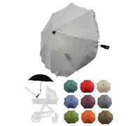 Pare-soleil universel [Parasol pour poussette] Buggy Protection UV 50+ avec support universel Parapluie flexible réglable pour tubes ronds et ovales, Gris clair chiné