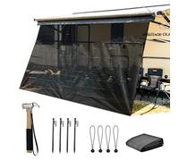 Pare-soleil universel pour auvent de véhicule récréatif avec fermeture éclair, 2,7 x 4,6 m, noir - Livré avec un ensemble de marteau à clou