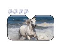 Pare-soleil universel pour pare-brise de voiture - Motif cheval blanc qui court sur la mer - Pare-soleil universel pour fenêtre de voiture - Bloque la chaleur et les rayons UV - Pare-soleil avant