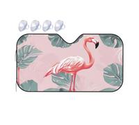 Pare-soleil universel pour pare-brise de voiture, motif flamant rose, feuilles de palmier, pare-soleil universel pour fenêtre de voiture, bloque la chaleur et les rayons UV, pare-soleil pliable pour