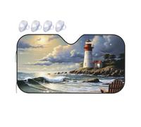 Pare-soleil universel pour pare-brise de voiture, phare de mer, plage de sable, pare-soleil pour fenêtre de voiture, bloque la chaleur et les rayons UV, pare-soleil pliable pour protection intérieure
