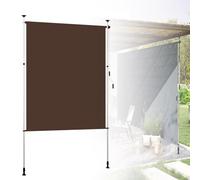 Pare-soleil vertical d'extérieur avec manivelle sans perçage - Protection contre les regards indiscrets - Hauteur réglable 215310 cm - Parfait pour terrasse et balcon - Marron - 2 m de long
