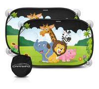 Pare Soleil Voiture bébé/Enfant Sombre avec Protection UV certifiée, adhésion avec Ventouse, Facile à Poser, 2 pièces 51 x 31 cm, Pare Soleil Bebe, parsoleil pour Voiture Animaux Safari