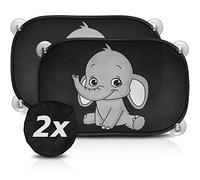Pare-Soleil Voiture bébé - Pare Soleil Enfant, 2 pc., 48x 30cm, Protection UV/Chaleur, Nouvelles Ventouses, Accessoire Voiture Interieur, Éléphant