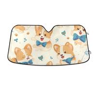 Pare Soleil Voiture Happy Corgi Puppies Flowers Bache Voiture Universel Housse De Protection Solaire Détachable Bache Pare Brise pour SUV Camion Voitures S