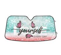 Pare Soleil Voiture Love Yourself Every Day Coral Pink Peach Glitter Couverture Pare Brise Pliable Housse De Protection Solaire Anti Chaleur Bache Voiture pour Camion SUV Auto S