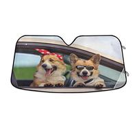 Pare Soleil Voiture Two Happy Corgi Dogs Bache Voiture Détachable Bache Pare Brise Protection Avant Housse De Protection Solaire pour SUV Camion Voitures S