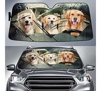 Pare-Soleils Intérieur Imperméable Pare-Soleil Avant Pare Soleil Voiture Universelle pour Véhicules Vus Camion Chiens Golden Retriever, Golden Retrievers Conduisant Une Voiture sous La Pluie L